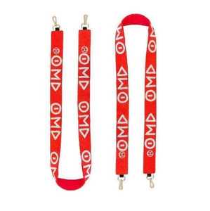 Red Polyester Lanyard With White OM Delta Pattern Rectangular Shape Durable Machine Embroidery <b>Craft</b> Accessory - Product Image 1