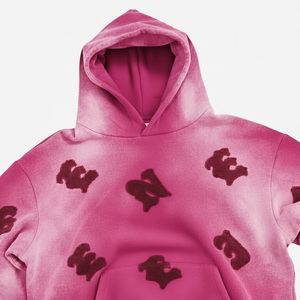 Sweat à capuche lourd pour homme OEM, vente en gros, broderie appliquée, coupe ample personnalisée - Product Image 3