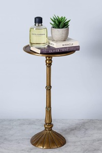 Elegant Pedestal Side <b>Table</b> Ornate Column Design Raised Tray Top Stable Base Compact Accent for Classic and Modern Interiors - Product Image 3