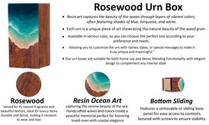 Urna Funeraria Artesanal de Madera de Palisandro con Resina de Ola Oceánica, Recuerdo Conmemorativo - Product Image 4