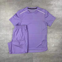 Ensemble de sport pour homme en 2 pièces pour l'été, 100% polyester, t-shirt et short de fitness pour la salle de sport et l'entraînement, vêtements de sport légers pour la course à pied et l'entraînement