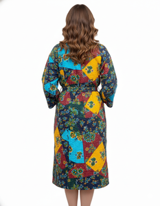 Kimono Nouveau Imprimé Kantha Manches Longues Respirant Doux Réversible avec Ceinture Vêtements de Nuit pour Femmes - Product Image 2