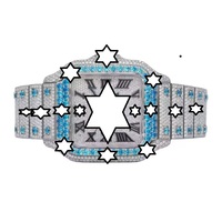 Nouvelle conception, montre mécanique de luxe faite à la main en acier inoxydable, boîtier carré, verre saphir, analogique, fermoir à bouton-poussoir, moissanite bleue