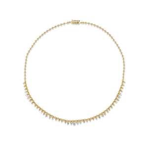 สร้อยคอเพชรทรงหยดน้ำแบบห้อยระย้า รับรองโดย IGI ขายส่ง ทอง 14k 18k เพชรทรงกลมเพาะเลี้ยงในห้องปฏิบัติการ สร้อยลูกปัดแบบโมเดิร์น - Product Image 1