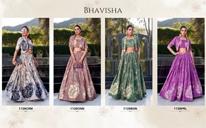 Lehenga Choli longue à imprimé floral pour femme, en mélange de soie Tussar et coton, taille naturelle, évasé, pour mariage et fête traditionnels - Product Image 5