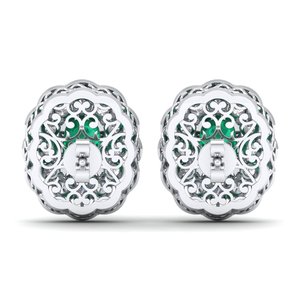 REYES Diseño Original, Joyería Fina de Moissanita, Plata de Ley 925, Corte Cojín, Pendientes de Esmeralda de 10 Quilates para Mujer - Product Image 3