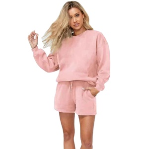 Conjunto de Sudadera con Capucha y Pantalones Cortos de Verano para Mujer, Color Sólido, Casual, por Encima de la Rodilla, Manga Larga, a la Moda - Product Image 2