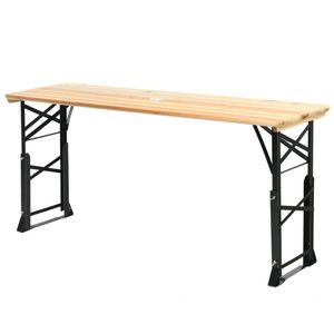 Mesa de Picnic Plegable de Madera para Exteriores de 66.5 Pulgadas con Altura Ajustable para Muebles de Camping - Product Image 1