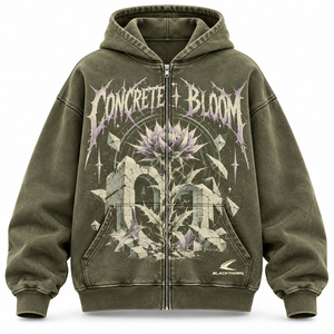 Sudadera con Capucha Extra Grande de Marca Personalizada, Lavado Ácido, Diseño Vintage, 100% Algodón de Alta Calidad para Hombre - Product Image 5
