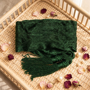 Cintas de Seda Teñidas con Hilo, Color Verde Ceremonial, con Borlas, OEM, Cintas de Moda, Cintas Ceremoniales Personalizadas en Muchos Colores - Product Image 1