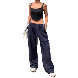 Pantalones deportivos de mujer al por mayor con cordón, pierna recta, bolsillos, para correr, 100% poliéster, de secado rápido - Product Image 5