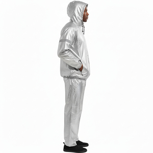 Ensemble de survêtement de sauna pour hommes, écologique, personnalisé, en fibre de polyester élastique robuste avec fermeture éclair, pour usage domestique et fitness, vente en gros - Product Image 3