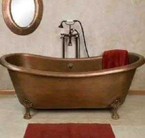 Clawfoot Tub Free Standing with Double Single Slipper Antique Copper Finish - Product Image 1