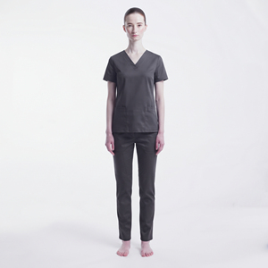 Women <b>Nurse</b> <b>Scrub</b> Set V-Neck Short Sleeve Pants Cotton Polyester Hospital Stretch Anti Wrinkle Breathable Comfortable Four - Product Image 3