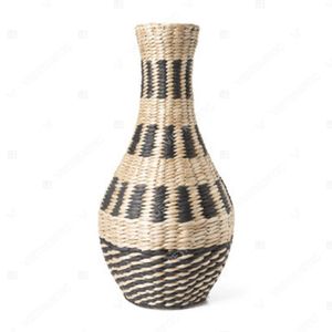Vietrustic Vintage <b>Black</b> Floral Vase Seagrass Vase For <b>Table</b> Décor Plant Vase - Product Image 4