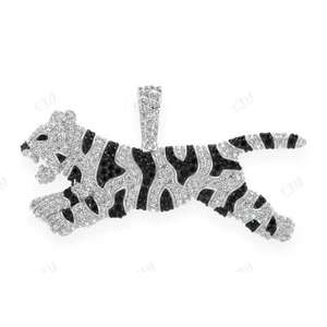 Luxury Animal Jewelry Bling Piece Hip Hop Tiger Pendant Iced Out Necklace Silver Gold 10K 14K Jumping Tiger <b>Rapper</b> <b>Chain</b> - Product Image 2