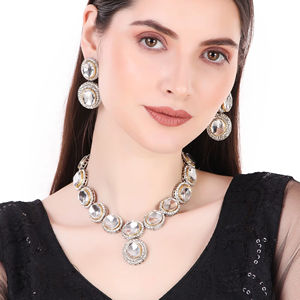 ชุดเครื่องประดับอัลลอยด์ชุบเงินวินเทจสำหรับผู้หญิง ชุดสำหรับงานหมั้น งานครบรอบ งานแต่งงาน งานเลี้ยงเจ้าสาว สร้อยคอ ต่างหู - Product Image 1