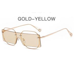 One Piece Solid Rectangular Sunglasses Sexy Polygonal Fashion Metal <b>Frame</b> Trendy Unisex Stylish - Product Image 3