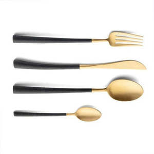 Ensemble de couverts de Style américain haut de gamme 5 pièces haut de gamme couverts de salle à manger de luxe poignées en argent rayé utilisation de fête en acier inoxydable métal - Product Image 6