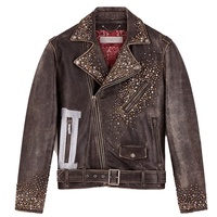 Veste en cuir véritable lavé pour femme, style moto, avec fermeture éclair décorative, coupe classique, couleur unie, col rabattu, élégante