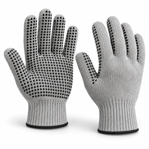 Gants tricotés à pois en PVC à motifs de préhension répétés, avec poignets extensibles et tissu durable, pour le travail logistique et usage général - Product Image 5