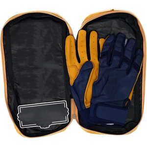 Gants de baseball confortables et antidérapants en cuir bleu avec paume jaune pour une adhérence optimale, également adaptés au softball - Product Image 2