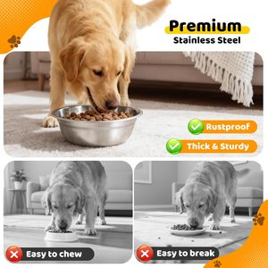 Comederos y Platos Premium para Mascotas, Platos Grandes de Acero Inoxidable para Perros, Aptos para Lavavajillas, Fáciles de Limpiar, Plato Básico de Repuesto - Product Image 2