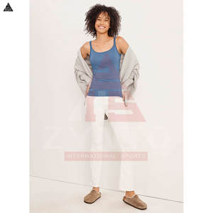 เสื้อครอปท็อปผู้หญิง เสื้อโยคะ สกรีนโลโก้ได้ เสื้อผ้าฝ้าย คอกว้าง ทรงหลวม ใส่เล่นกีฬา ออกกำลังกาย เสื้อกล้ามแขนกุดสำหรับผู้หญิง - Product Image 4