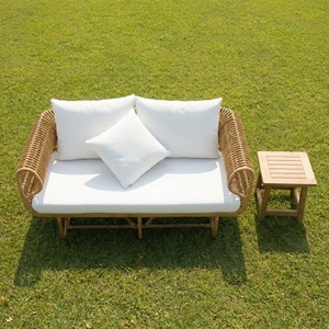 Modern Outdoor Natural Rattan Loveseat Sofa Luxury Patio Garden Bench Woven Wicker Lawn Couch With Cushions For Hotel Resort - Product Image 5