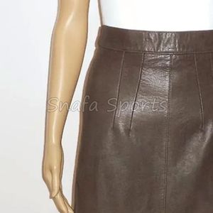 Jupe plissée taille haute en cuir véritable anti-plis moulante décontractée bordeaux pour femme 2026 |    Meilleures jupes en cuir pour femmes - Product Image 5