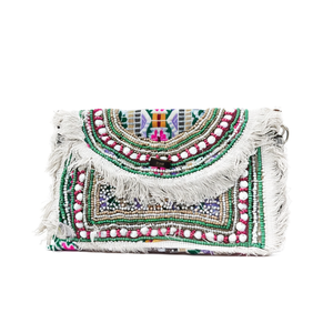 Indian Handmade Luxury <b>Crystal</b> Fashion Accessories Multicolor <b>Beaded</b> Baguette Bag Handle Durable Casual Handbag Local - Product Image 2
