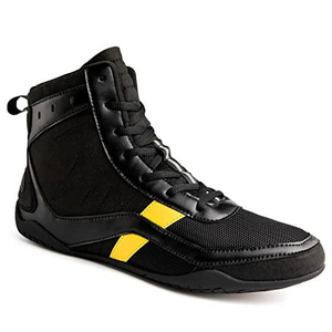 <b>Red</b> High Top Boxing <b>Shoes</b> Breathable Hook and Loop Closure <b>Leather</b> Kickboxing Training <b>Shoes</b> for Adults Unisex Customizable - Product Image 4