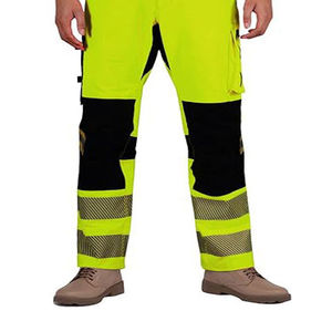 Hi Visibility <b>Work</b> <b>Pants</b> Men Polyester Reflective Safety <b>Cargo</b> <b>Pants</b> with Reinforced Knees and Stripes - Product Image 3
