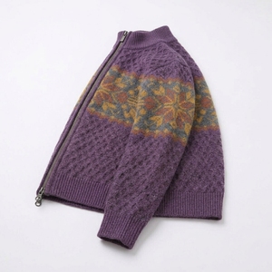 Cardigan pour homme de haute qualité à col en V, patte de boutonnage, gris chiné, tricot côtelé, manches longues, fabrication OEM ODM - Product Image 4