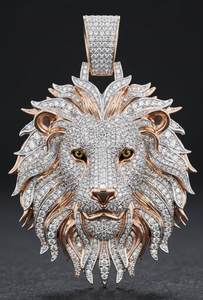 จี้เพชร CVD รูปหัวสิงโตขนาดใหญ่ สไตล์ฮิปฮอป  แบบ 3 มิติ น้ำหนักมาก - Product Image 6