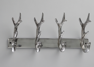Premium Rustic Metal Wall Mounted <b>Hooks</b> With Deer Antler Design 4-Piece Set For Clothing Storage Organisation - Product Image 5