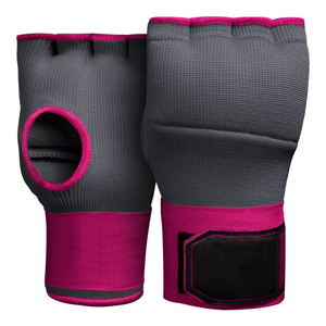 Half Finger MMA/Kick Boxing Training <b>Gloves</b> with for Wrist Closure for Martial Arts Unisex Pink and Gray Leather - Product Image 1
