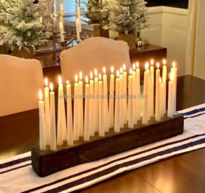 GlowLine Bougeoir en bois fait à la main Support chauffe-plat rustique avec petits trous pour la décoration de la maison pour Noël - Product Image 3