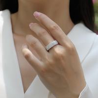 Moissanite certifiée GRA couleur D VVS1 taille brillant sertie pavé en argent sterling 925 plaqué rhodium de luxe unisexe homme femme