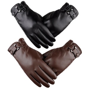 Men Fashion Waterproof Driving Thin For Touch Screen Brown Guantes Men's Winter Leather <b>Warm</b> <b>Gloves</b> - Product Image 5