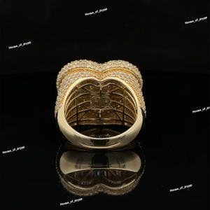 Lujo Hip Hop forma de corazón plata esterlina rodio plateado anillo Baguette Moissanite diamantes Iced declaración anillo para hombres mujeres - Product Image 2