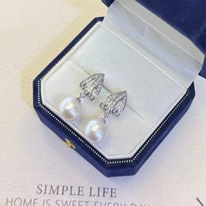 Boucles d'oreilles pendantes en perles rondes d'eau douce de luxe françaises, bijoux en perles tendance haut de gamme, nouvelle sortie - Product Image 2