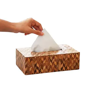 木质纸巾盒镶嵌亚马逊热卖2023桌面纸巾定制标志餐巾架