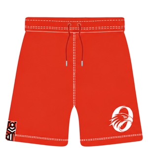 Conjunto de Camiseta y Pantalones Cortos de Rugby Geométricos en Rojo Brillante, Negro y Blanco, Cuello Redondo, Manga Corta, Personalizable, Transpirable, para Entrenamiento Deportivo en Equipo - Product Image 5