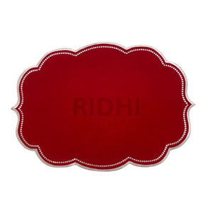 Ridhi Wholesale Red Table Linen <b>Placemat</b> with White Embroidery 14x20" Eco-Friendly Reusable Fabric Mats for Hotel, Wedding, Home - Product Image 1