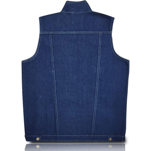 Gilet en jean pour homme sans manches, déchiré, avec fermeture éclair, rouge délavé, style unique, bonne qualité, couleur personnalisable disponible, style formel - Product Image 5
