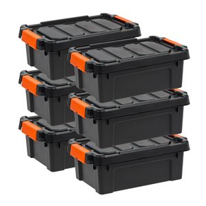 Bacs de rangement en plastique avec couvercles à fermeture, 3 gallons, noirs, lot de 6 - Product Image 1