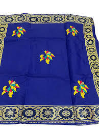 Tissu en denim tissé à motif floral africain bleu pour robe, costume et tenue de soirée pour femme - Product Image 4