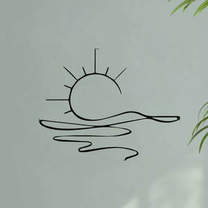 Arte Murale Minimalista Moderna in Metallo, Design Astratto con Linee Solari, Elegante Decorazione a Tema Alba per Casa o Hotel - Product Image 4
