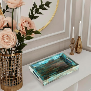 Arab Style Square Resin Wood Marble MDF Serving Tray Stocked for Hotels Restaurants Home Use Dishes & Plates Food Serving - Product Image 1